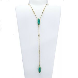 KENDRA SCOTT Layla Gold Y Necklace In Bronze Veined Teal Magnesite